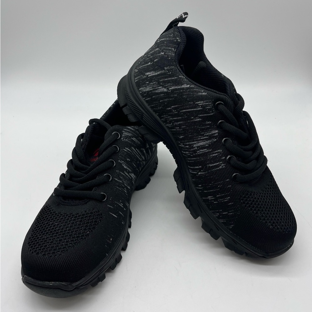 Fashion Safety Shoes Mens Lace Up Sneakers Black White Low Top Flat Heel Sz 6.5